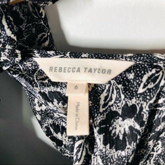 REBECCA Taylor Sweet Briar Jumpsuit Black & White Floral Print Size 6 - Picture 8 of 12